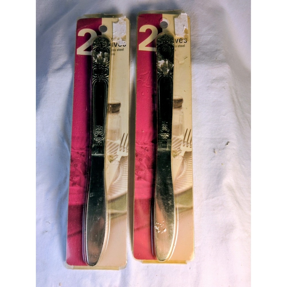 Lot of 4 Stainless Steel Dinner Knives Royal Household‎ Products New Sealed Flat